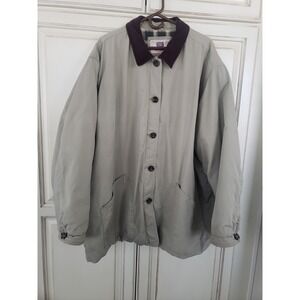 Vtg Faded Glory Woman 4X Chore Coat Quilted Plaid Lined Off White Khaki Corduroy